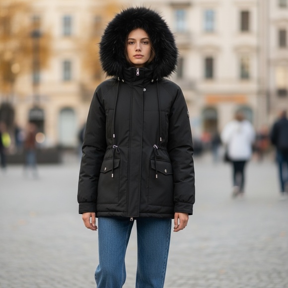 Puffit Faux Fur Mid-Length Hooded Drawstring Parka. NWT - Picture 8 of 14